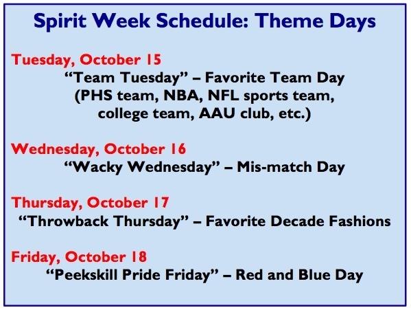 Spirit Week Theme Days Announced