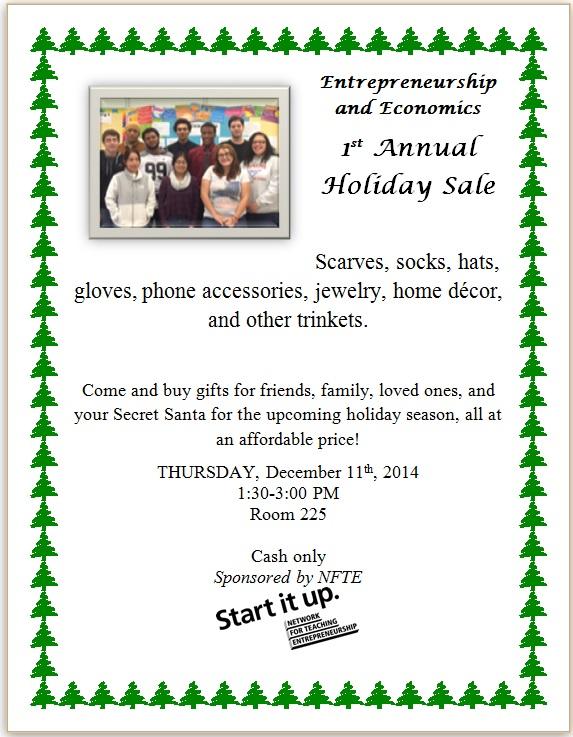 Come support the 1st annual NFTE Holiday Sale 